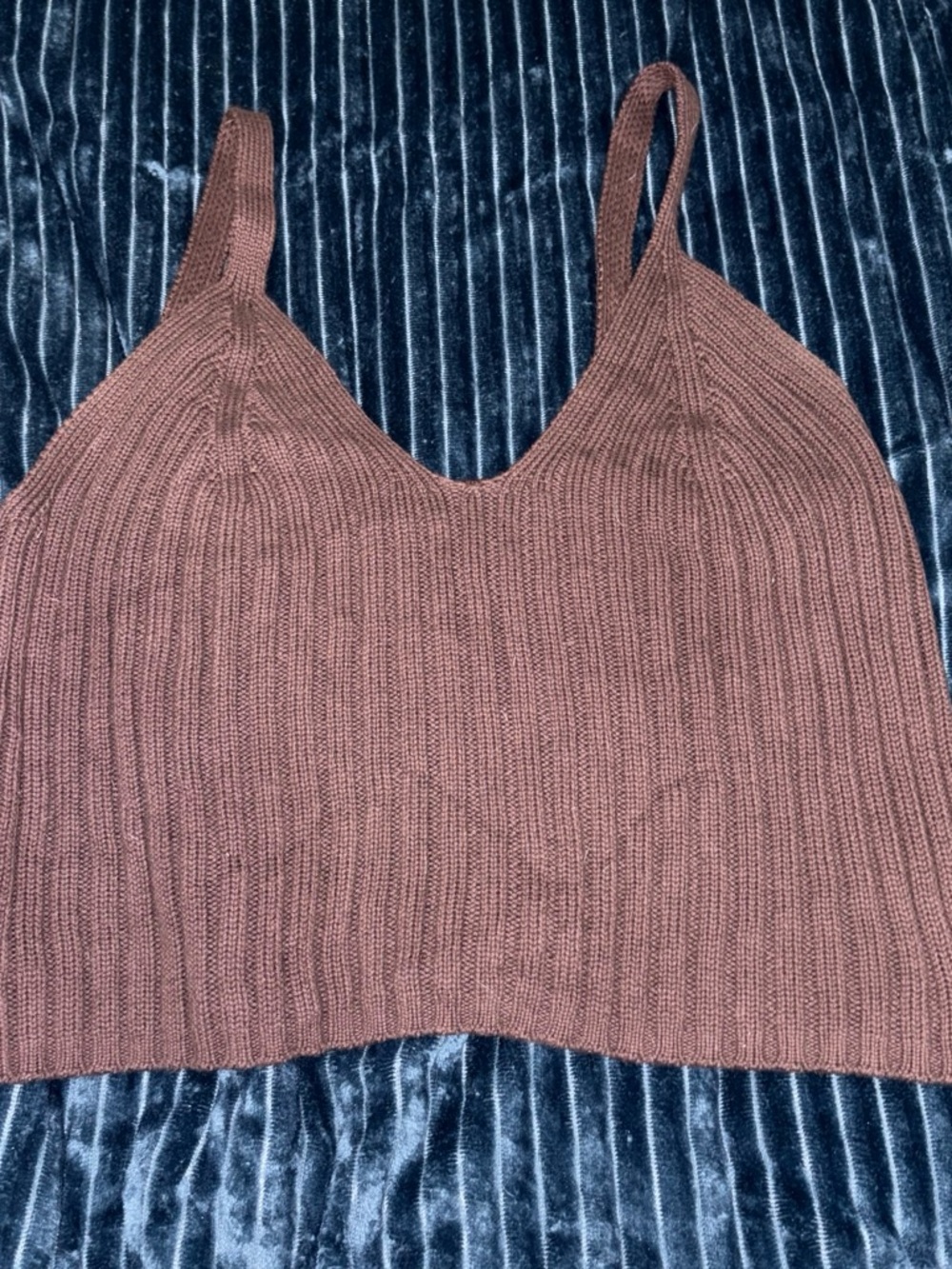 a new day Ribbed V-Neck Crop Tank Top - Brown